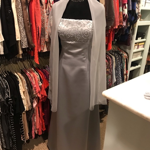 Champage Formals Dresses & Skirts - Champagne Formals, silver/gray formal/wrap/gloves